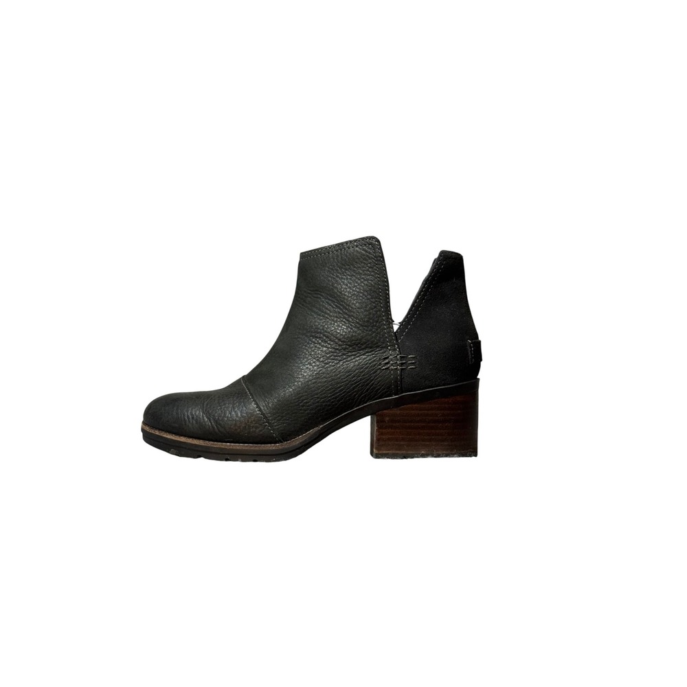 Sorel Lolla Cut Out Black Leather Suede Ankle Boots NL3333-010 Womens 7.5